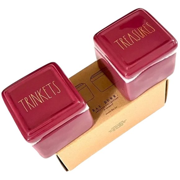 Rae Dunn Other - RAE DUNN Set of 2 Jewelry Boxes - Trinkets and Treasures Ceramic Box Set NEW